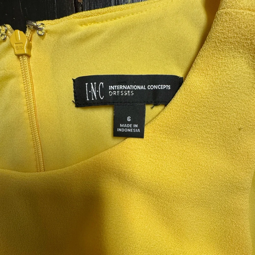 INC International Concepts Bright Yellow Tie-Waist Wide-Leg Jumpsuit - Picture 4 of 10